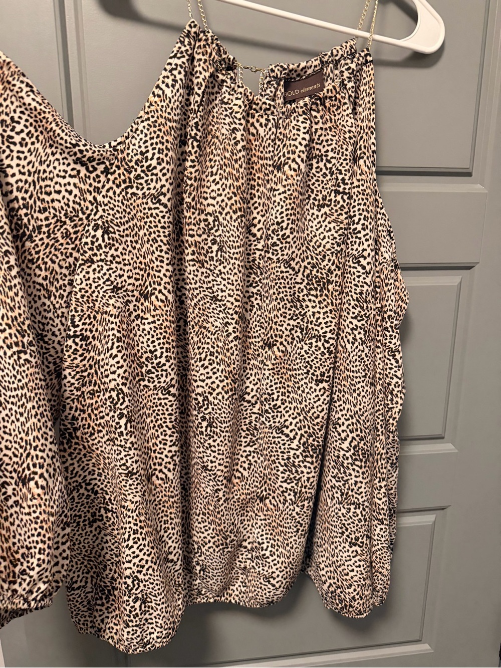 BOLD elements Beige and Black Leopard Cold-Shoulder Blouse 3X NWT